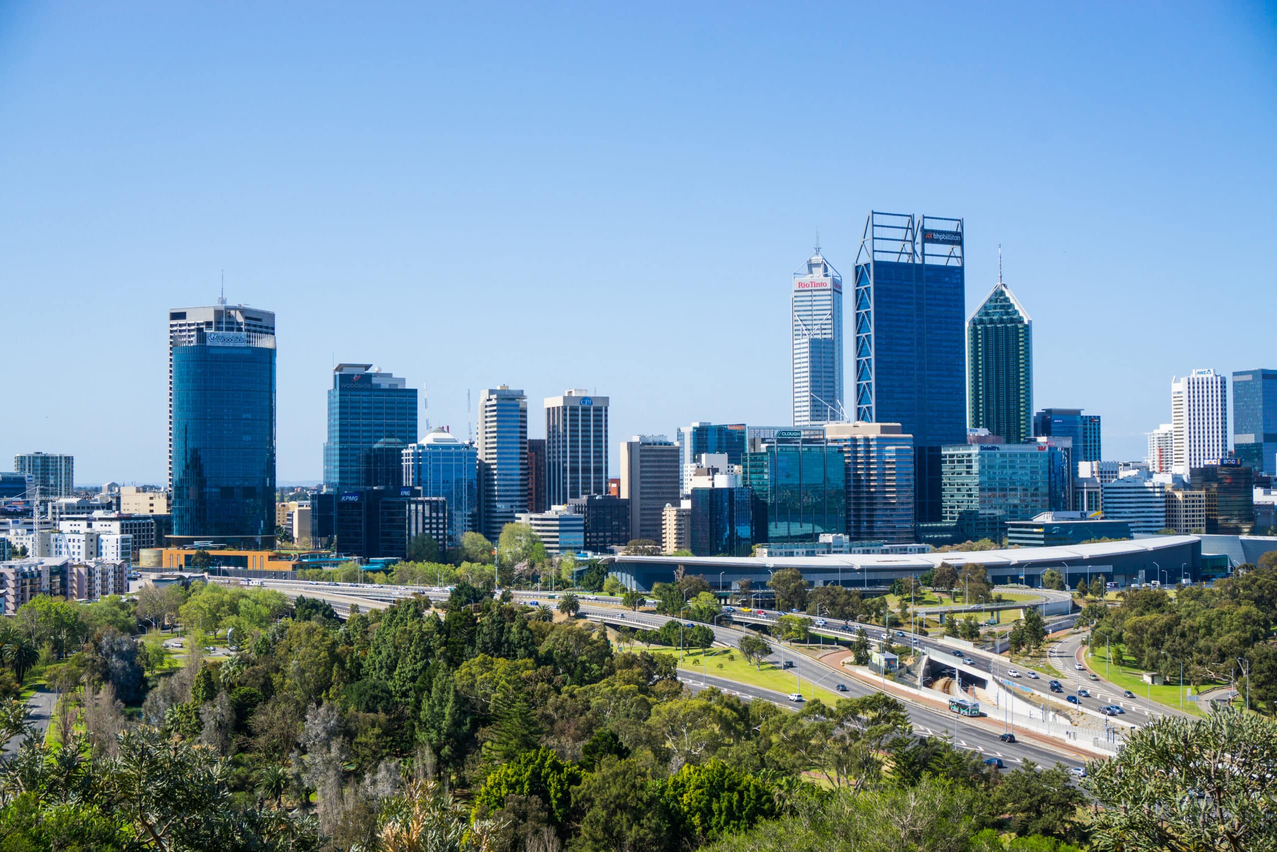 Perth cityscape in Australia.